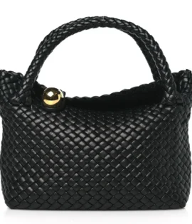 Superfake Bottega Veneta Calfskin Intreccio Small Tosca Black Gold Hardware