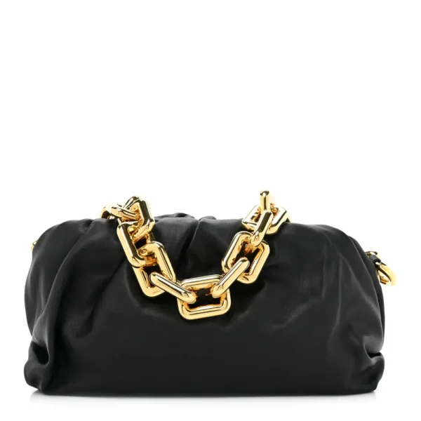 Superfake Bottega Veneta Calfskin Small The Pouch Chain Black Gold Hardware