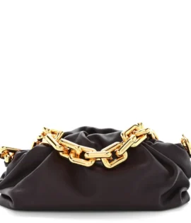 Superfake Bottega Veneta Calfskin Small The Pouch Chain Grape Gold Hardware