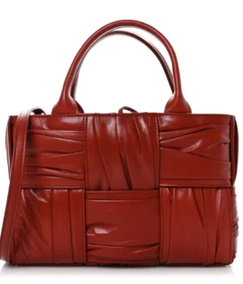 Superfake Bottega Veneta Foulard Intrecciato Pleated Mini Arco Tote Red