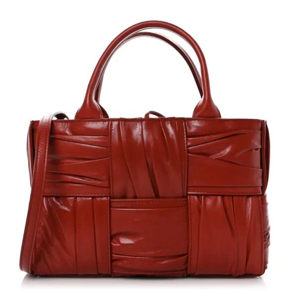 Superfake Bottega Veneta Foulard Intrecciato Pleated Mini Arco Tote Red