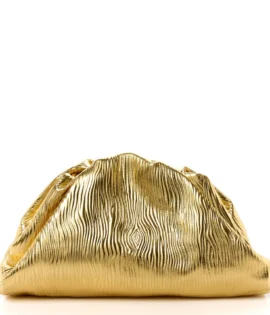 superfake Bottega Veneta Metallic Bark Calfskin Embossed The Pouch Oversized Clutch Oro Gold Hardware