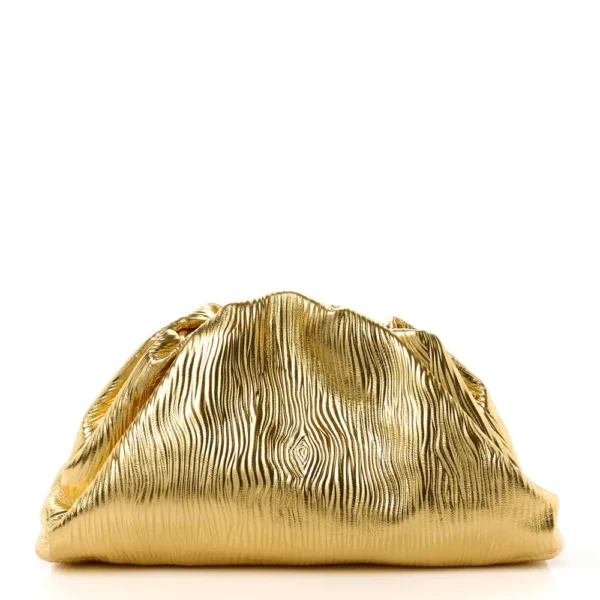 superfake Bottega Veneta Metallic Bark Calfskin Embossed The Pouch Oversized Clutch Oro Gold Hardware