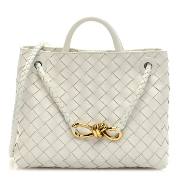 Superfake Bottega Veneta Nappa Intrecciato Small Andiamo Shoulder Bag White