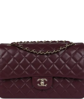 Superfake Chanel Jumbo Dark Burgundy Shiny Caviar Classic Double Flap Bag front