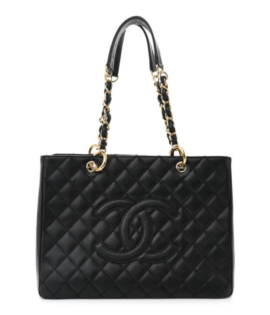 Superfake Chanel Large Black Quilted Caviar Grand Shopping Tote GST front