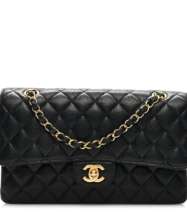 superfake Chanel Medium Black Quilted Caviar Double Flap front