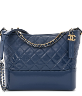 Superfake Chanel Medium Blue Patent Quilted Goatskin Gabrielle Hobo Silver Hardware