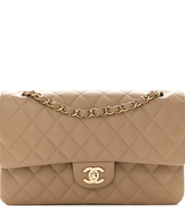 Superfake Chanel Medium Dark Beige Quilted Caviar Double Flap Silver Hardware