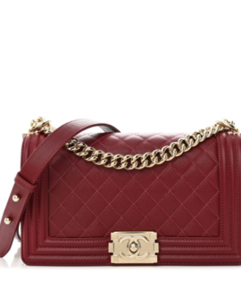 Superfake Chanel Medium Dark Red Quilted Caviar Boy Flap Ruthenium Hardware