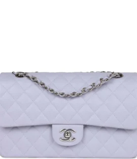 Superfake Chanel Medium Lavender Caviar Classic Double Flap front