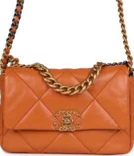 Superfake Chanel Medium Orange Lambskin 19 Flap front