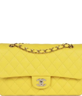 Superfake Chanel Medium Yellow Caviar Classic Double Flap Bag front