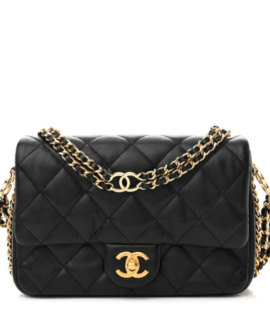 Superfake Chanel Mini Black Quilted Caviar CC You Flap Gold Hardware