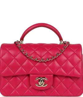 Superfake Chanel Mini Fuchsia Top Handle Lambskin Rectangular Flap Bag front