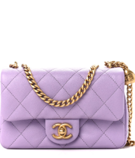 Superfake Chanel Mini Lilac Quilted Caviar Rectangular Sweetheart Flap Aged Gold Hardware