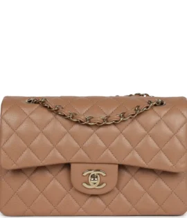 Superfake Chanel Small Dark Beige Caviar Classic Double Flap front