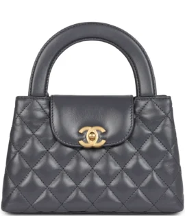 superfake Chanel Small Dark Grey Shiny Aged Calfskin Kelly Shopper Brushed Gold Hardware