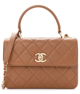 Superfake Chanel Small Trendy CC Camel Quilted Lambskin Dual Handle Flap Bag Gold Hardware