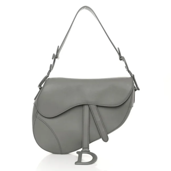 Superfake Dior Calfskin Ultra Saddle Bag Grey Matte Gold Hardware