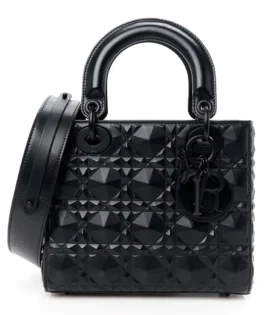 Superfake Dior Cannage Calfskin Diamond Small My ABCDior Lady Dior Black Matte Gold Hardware