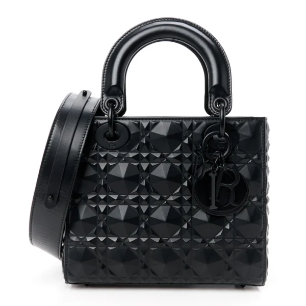 Superfake Dior Cannage Calfskin Diamond Small My ABCDior Lady Dior Black Matte Gold Hardware