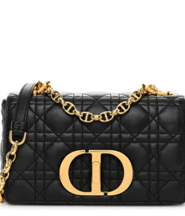 Superfake Dior Cannage Lambskin Mini Lady Dior Black Polished Silver Hardware