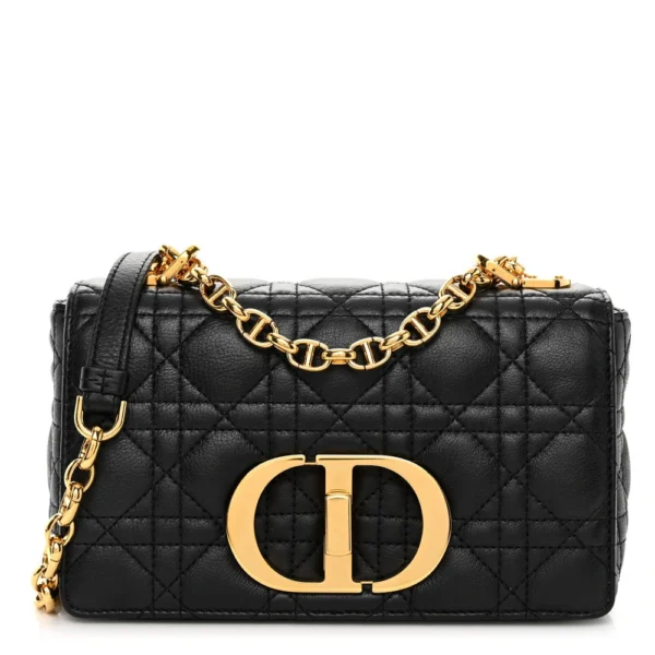 Superfake Dior Cannage Lambskin Mini Lady Dior Black Polished Silver Hardware