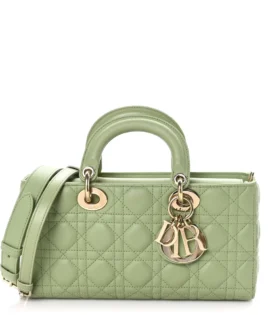 Superfake Dior Cannage Lambskin Medium Lady D-Joy Pastel Peyote Green Gold Hardware