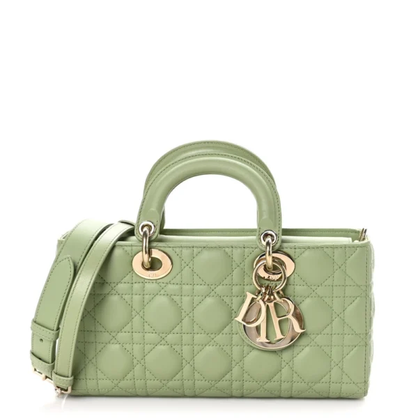 Superfake Dior Cannage Lambskin Medium Lady D-Joy Pastel Peyote Green Gold Hardware