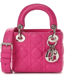 Superfake Dior Cannage Lambskin Micro Lady Dior Pink Silver Hardware