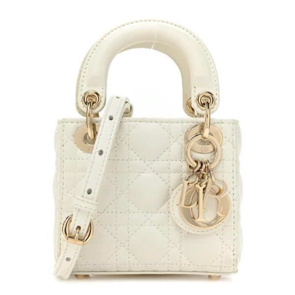 Superfake Dior Cannage Lambskin Micro Lady Dior White Light Gold Hardware