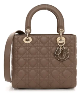 superfake Dior Cannage Lambskin Medium Lady Dior Warm Taupe Gold Hardware