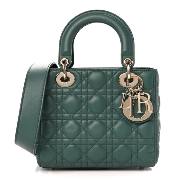 Superfake Dior Cannage Lambskin Small My ABCDior Lady Dior Dark Green Gold Hardware