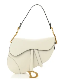 Superfake Dior Grained Calfskin Medium Saddle Bag White Gold Hardware