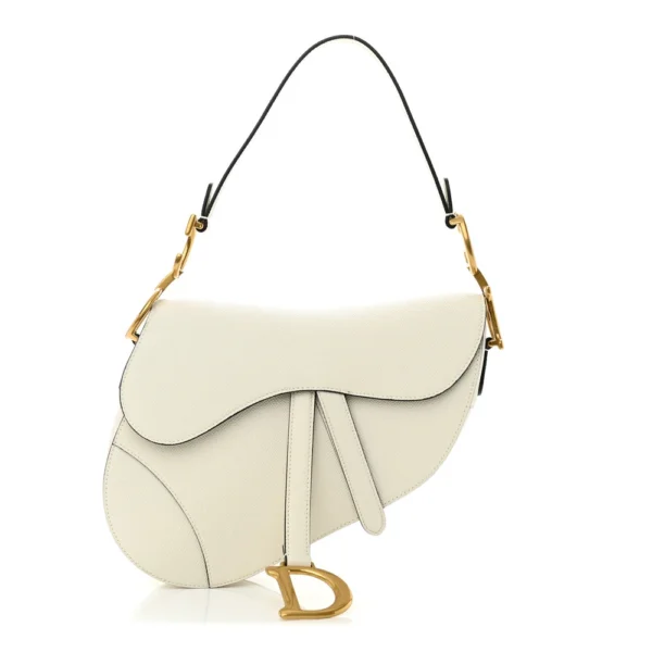 Superfake Dior Grained Calfskin Medium Saddle Bag White Gold Hardware