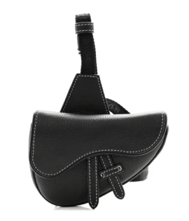 Superfake Dior Grained Calfskin Mini Mens Saddle Bag Black Silver Hardware