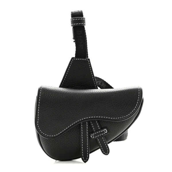 Superfake Dior Grained Calfskin Mini Mens Saddle Bag Black Silver Hardware