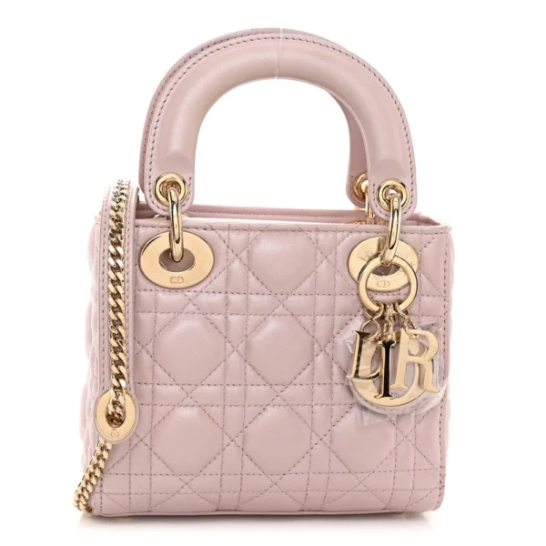 Superfake Dior Metallic Lambskin Cannage Mini Lady Dior Lotus Light Gold Hardware