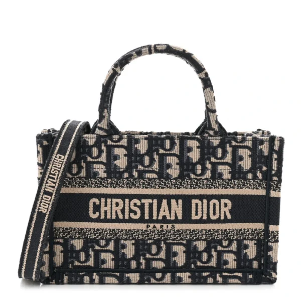 Superfake Dior Oblique Mini Book Tote With Strap Blue Multicolor Gold Hardware