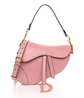 Superfake Dior Smooth Calfskin Mini Saddle Bag With Strap Antique Pink Antiqued Gold Hardware