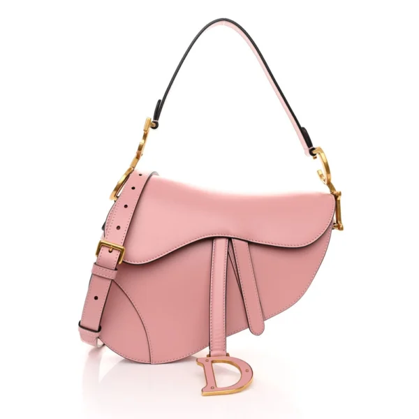 Superfake Dior Smooth Calfskin Mini Saddle Bag With Strap Antique Pink Antiqued Gold Hardware