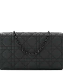 Superfake Dior Ultra Matte Calfskin Cannage Lady Dior Clutch Black Matte Black Hardware