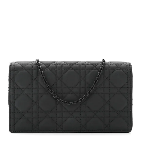 Superfake Dior Ultra Matte Calfskin Cannage Lady Dior Clutch Black Matte Black Hardware