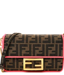 superfake Fendi Fabric Jacquard Baguette Mini FF 1974 Roma Armor Tobacco Moro Fuxia Fluo Gold Hardware