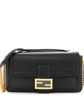 superfake Fendi Nappa Apolo Chain Baguette Small Black Gold Hardware