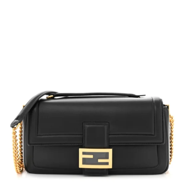 superfake Fendi Nappa Apolo Chain Baguette Small Black Gold Hardware