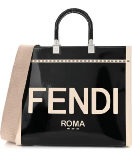 superfake Fendi Patent Plexiglass Medium Fendi Sunshine Shopper Tote Black Ice White Silver Hardware