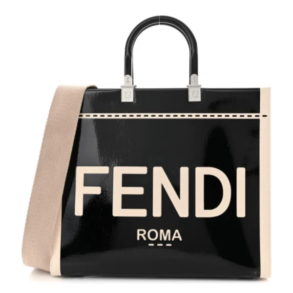 superfake Fendi Patent Plexiglass Medium Fendi Sunshine Shopper Tote Black Ice White Silver Hardware