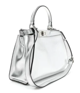 superfake Fendi Vitello Catalan Mirror Peekaboo Iconic Satchel Medium Argento Silver Hardware